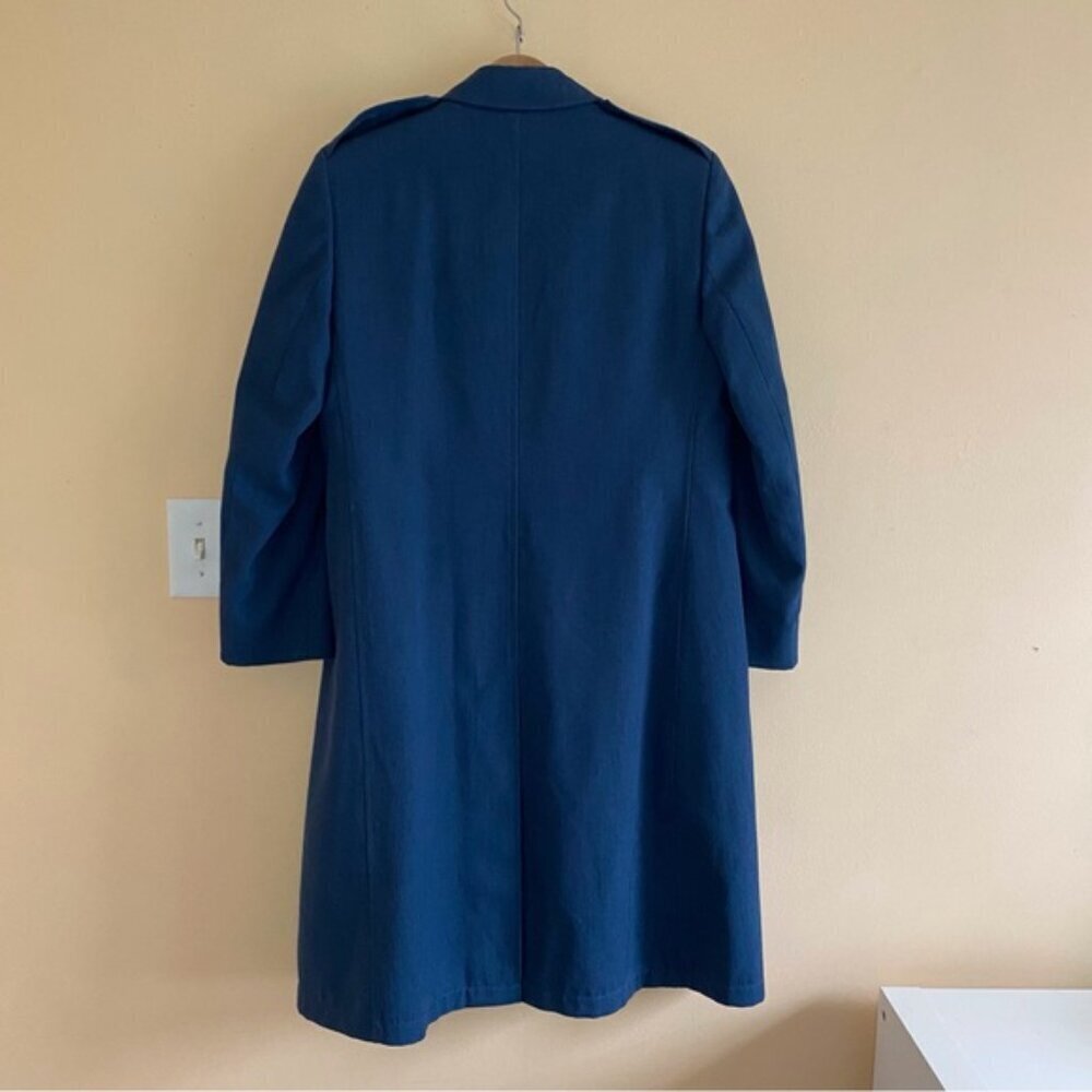 Vintage Canadian Air Force 100% Wool Blue Lined Long Overcoat Jacket Woman Large - Picture 3 of 15